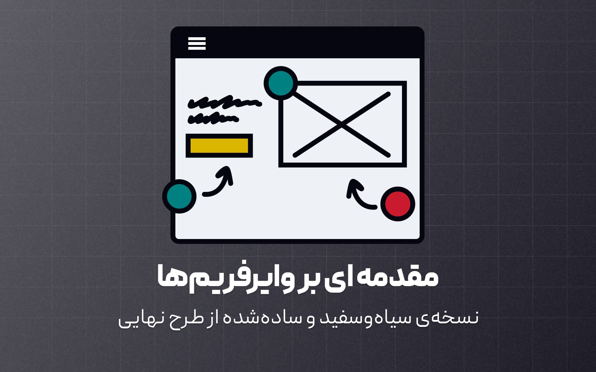 مقدمه ای از وایرفریم که مشخص می‌کنه هر بخش از صفحه چه ابعادی داره، عناصر کجا قرار می‌گیرن، ساختار اطلاعات چطوریه و مسیر حرکت کاربر چحوریه.